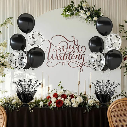 4 Set Black Table Balloons Foil Spray Centerpiece - Image 3