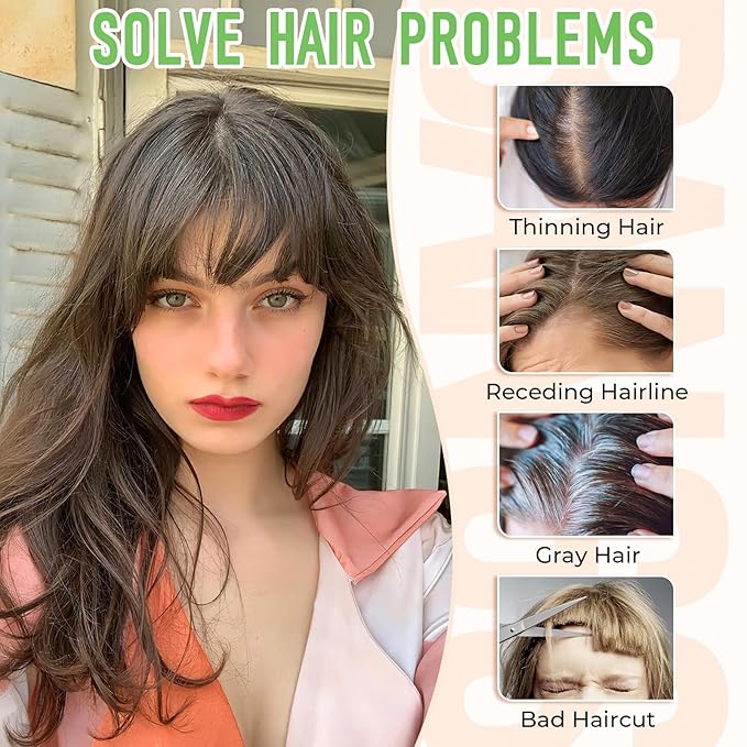 Bangs Hair Clip in Bangs 360°3D Cover Hair Topper Synthetic HairPieces for Women Ash Blonde Wispy Fake Bangs Toppers for Daily Wear