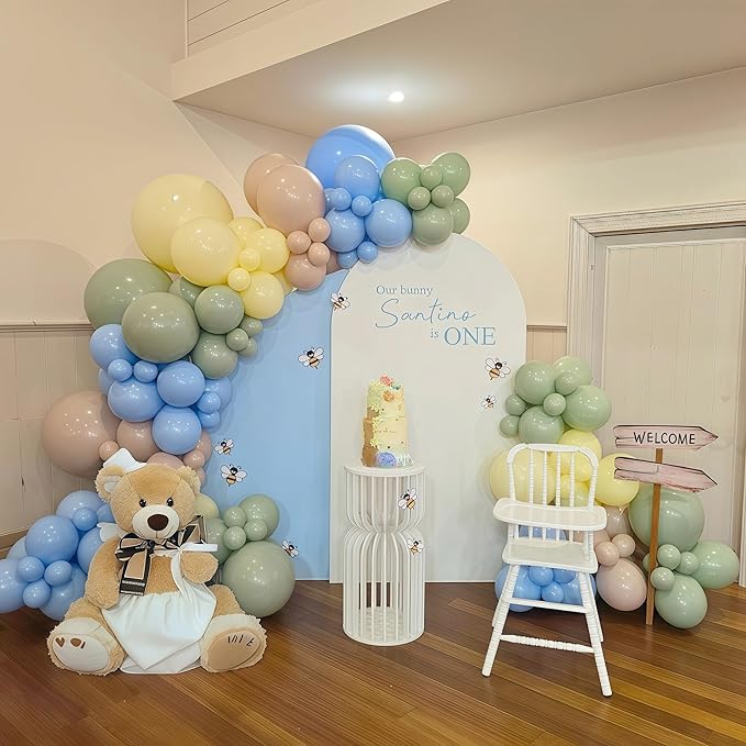 Blue and Green Balloons Sage Green Dusty Blue Yellow White Sand Balloons | - Image 5