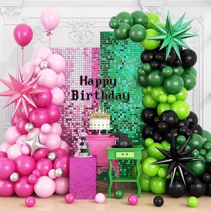 Pink Green Black Balloon Arch Kit by Adorely