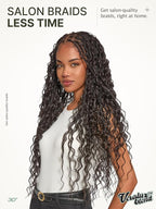 Frodio Braided Wig Veralux™ Fiber Full Lace Boho Curly Water Wave Synthetic Box Braided Wigs For Black Women Salon-Level 200% Density Bohemia Natural Scalp 30 Inches