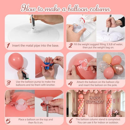 Dusty Pink Rose Gold Balloon Column Stand Kit of 2, Balloon Tower | 102Pcs - Image 5