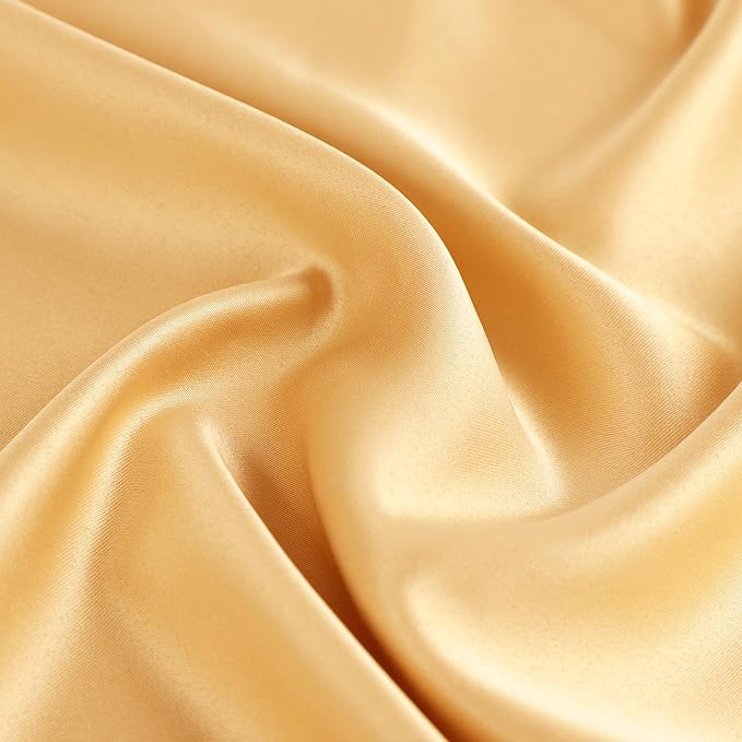 uxcell 2 Pack Silk Satin Pillowcase for Hair and Skin, Cool, Silky, Soft Breathable Pillow Cases King Size 20x36 Inch Sateen Pillowcase Champagne with Envelope Closure