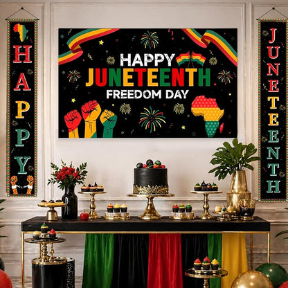 3Pcs Juneteenth Decoration Outdoor Happy Juneteenth Banner, June 19th - Image 4