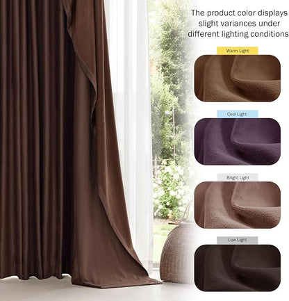 Beauoop Coffee Brown Velvet Curtains - Image 6