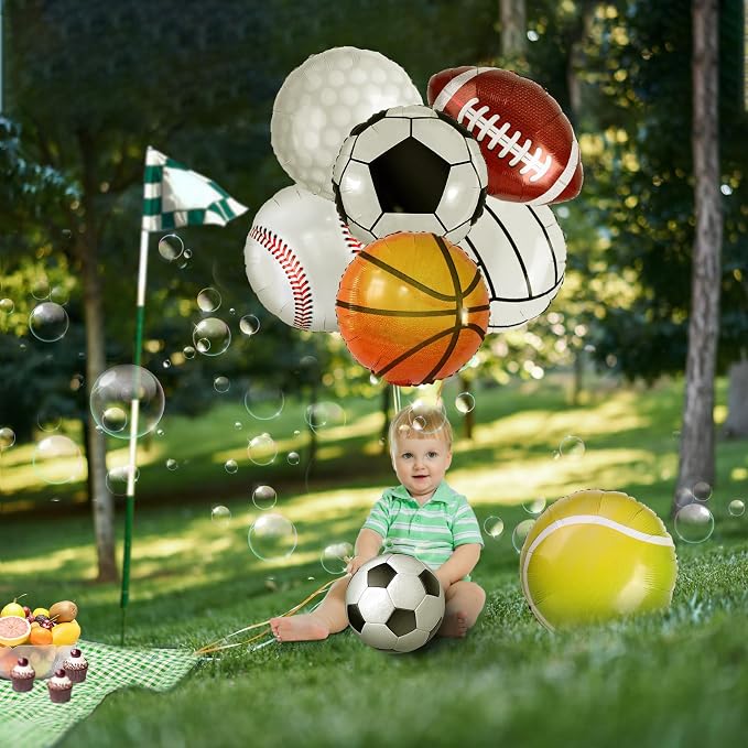 28 Pieces Sports Foil Balloon Set, Mylar Sports Balloons - Image 5