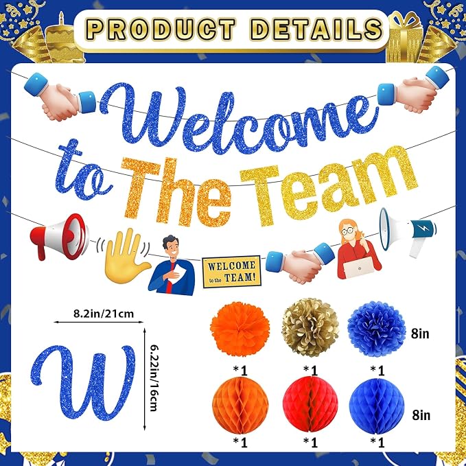 Welcome To The Team Banner, Welcome Banner Garland Hanging Swirls Paper Flowers - Image 2