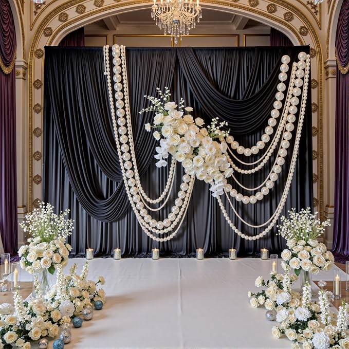 30ft x 10ft Wrinkle Free Black Backdrop Curtain - Image 7