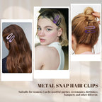 Small Hair Barrettes For Women No Slip Metal Snap Clips For Thin And Fine Hair,Matte Black Multiple Purple,20 PCS,1.97 x 0.5 Inch.