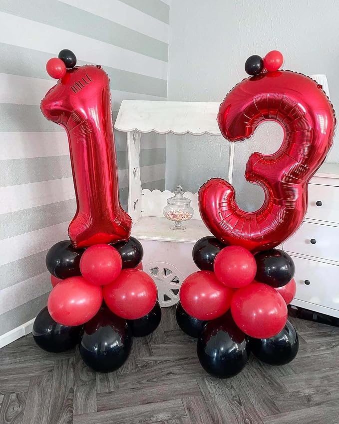 40 Inch Red 13 Number Balloons Giant 13 or 31 Balloons Red Birthday 13 Balloons - Image 4