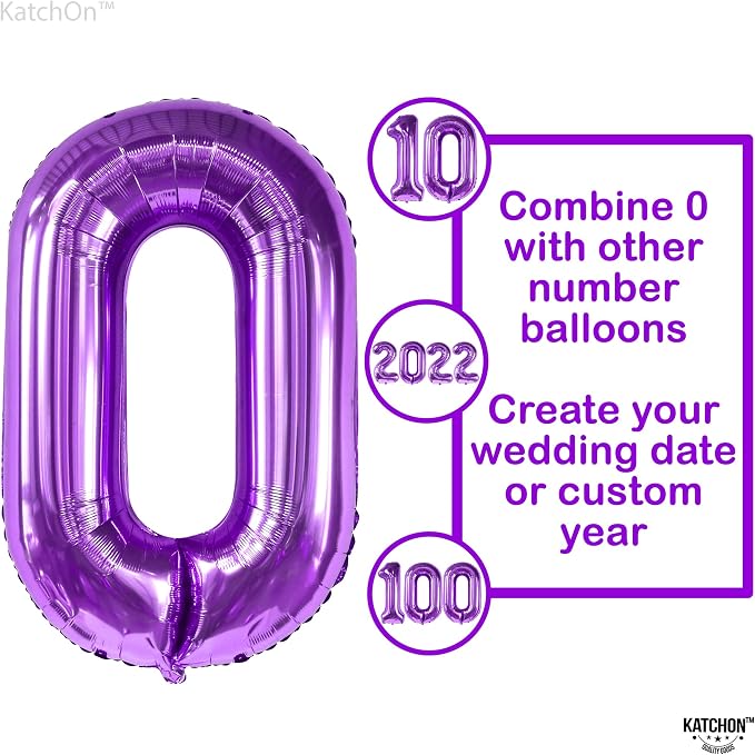 KatchOn Purple 0 Number Balloons 40 Inch | Pair 0 Digit Balloon to Other Number - Image 3