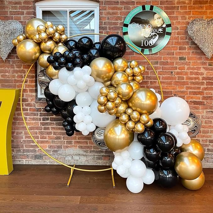Metallic Gold and Premium Latex Black White Balloons - Image 6