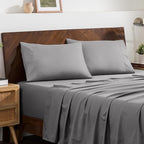 Bare Home Microfiber Pillow Cases - Queen Size Set of 2 - Cooling Pillowcases - Double Brushed - Easy Care - Envelope Closure (Queen Pillowcase Set of 2, Light Grey)