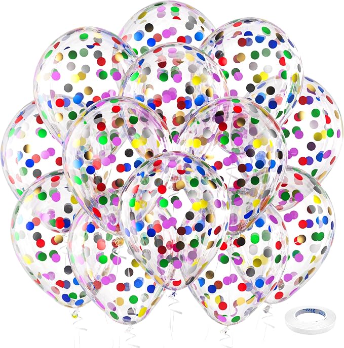 Bezente Rainbow Multicolor Confetti Latex Balloons by Bezente