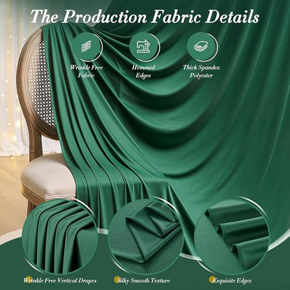 40 ft x 10 ft Wrinkle Free Hunter Green Backdrop Curtain - Image 6