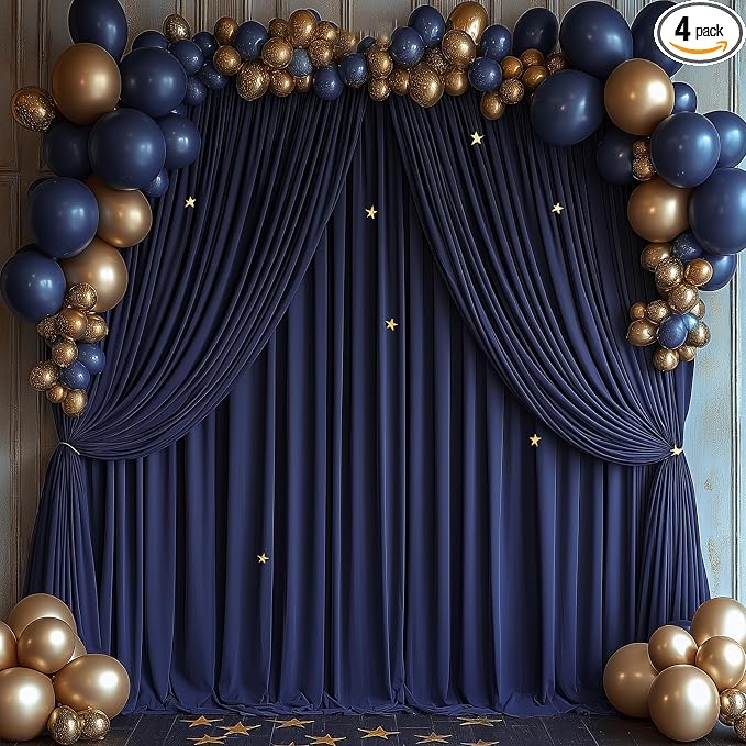 ESGOTBME 20x10ft Wrinkle Free Navy Blue Backdrop Curtain by ESGOTBME