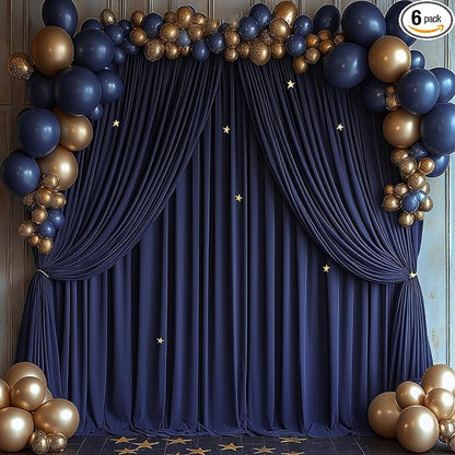 ESGOTBME 30x10ft Wrinkle Free Navy Blue Backdrop Curtain by ESGOTBME
