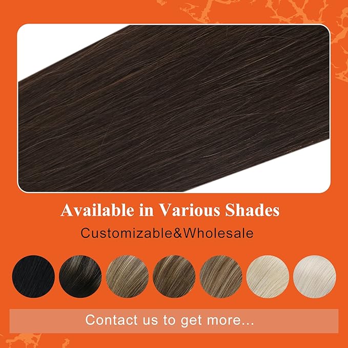 Full Shine Tape in Hair Extensions Human Hair Color Dark Brown Tape Hair Extensions Real Human Hair 14Inch Skin Weft Tape in Extensions 20pcs 50Gram Silky Straight Hair Extensions Tape in