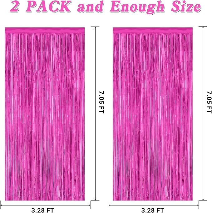 ZATAYE 2 Pack Rose Red Valentines Foil Curtain Streamer Decorations | Rose Red - Image 2