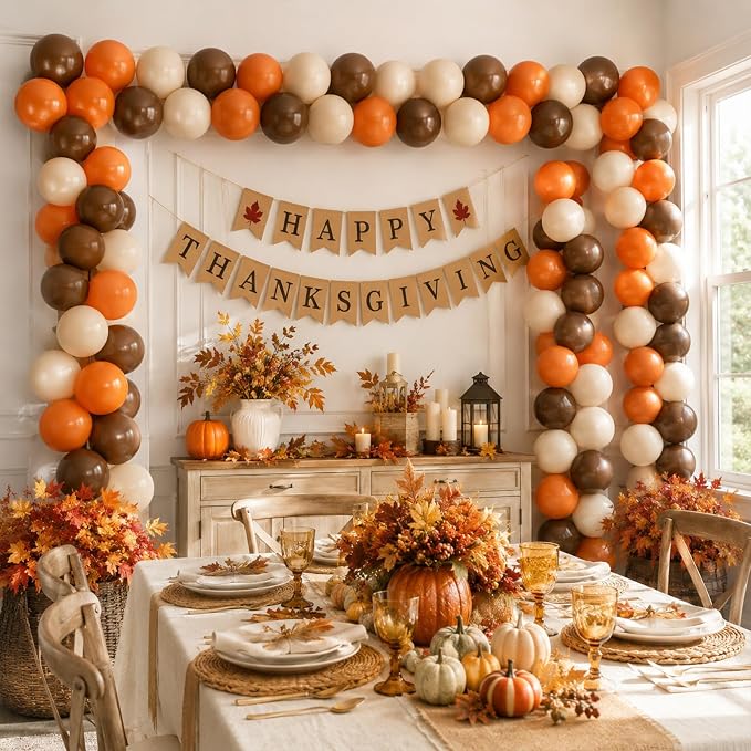 Orange White Brown Link Balloons, Linking Balloons - Image 6