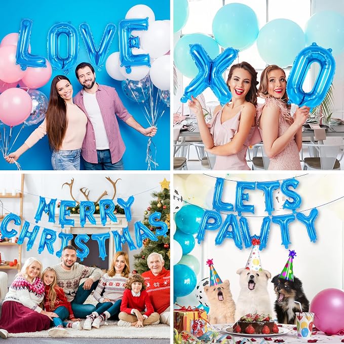 52 Pcs Blue Letter Balloons, 16 Inch Foil Alphabet Letter Balloons, Letter A-Z - Image 7