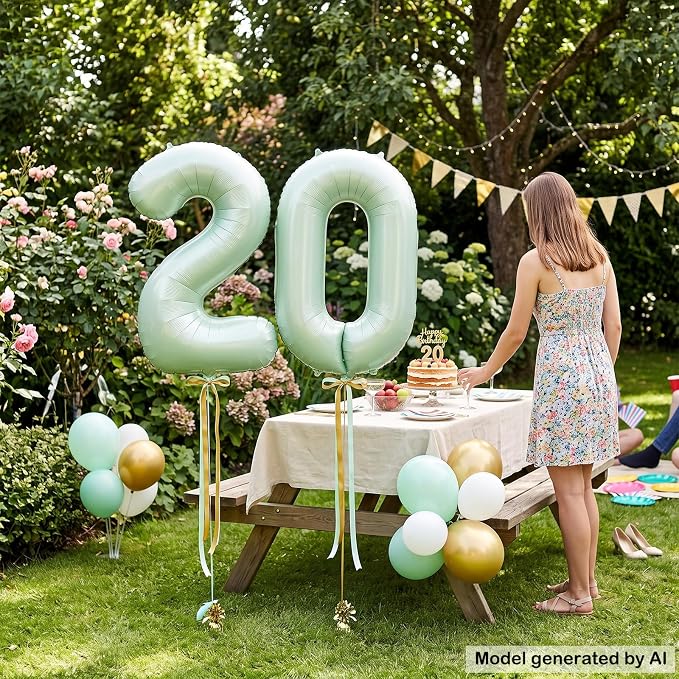 40 Inch Olive Green Number 20 Balloon - Image 6