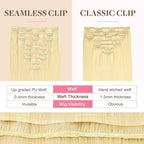 GOO GOO Clip in Hair Extensions Real Human Hair, Remy Human Hair Extensions Clip ins for Women, Natural Human Hair, 14inch 130g 9Pcs, 22F Light Golden Blonde