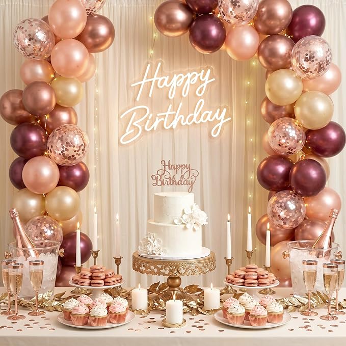Burgundy Balloons, 12 Inches Maroon Rose Gold Balloons Wine Red and Champagne - Image 8