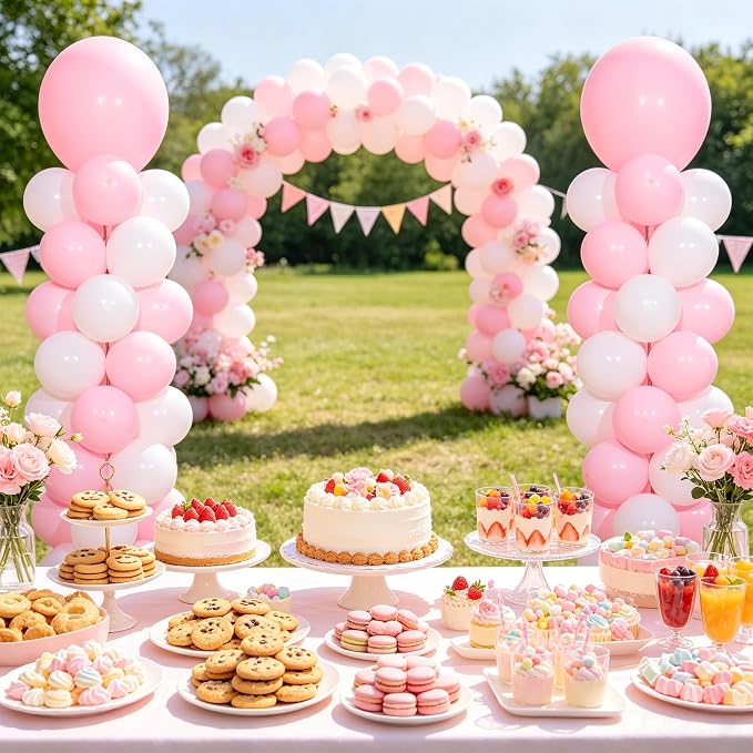 2 Sets Macaron Pink White Balloon Column Stand Kit, Adjustable Telescopic Column - Image 4