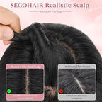 Real Human Hair Toppers for Women 3.54"*4.72" Silky Base 150% Density No Bangs Adjustable Parting Clip-In Topper Hairpieces for Women with Thinning Hair 10 Inches Dark Black