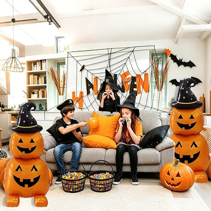 2Pcs Halloween Foil Balloons Standing Witch Stacked Pumpkin Balloons | Standing - Image 3