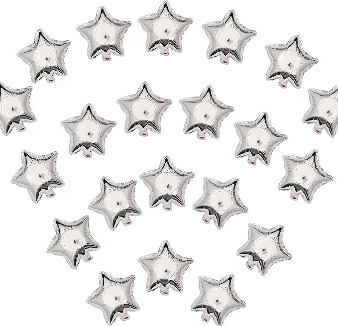 5 Inch Silver Star Shape Foil Balloons by MEPDNGN