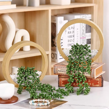 Der Rose 2 Pack 15" Fake Hanging Plants in Wood Tone Pots - Image 2