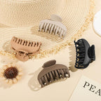 DEEKA 4 PCS 2.5 Inch Hair Claw Clips Double Row Teeth Matte Hair Jaw Clips Hair Barrettes Thick Medium Thin Hair Clips for Women (Beige,Brown,Black)
