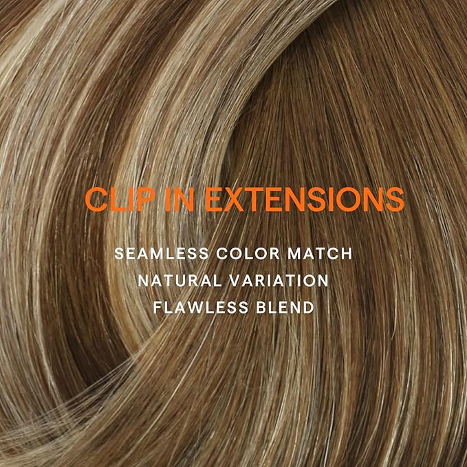 Full Shine Clip in Hair Extensions Human Hair Brown Balayage to Ash Brown Mix Honey Blonde And Lightest Blonde Straight Human Hair Extensions Clip ins 20 Inch Double Weft Clip in Extensions 120 G