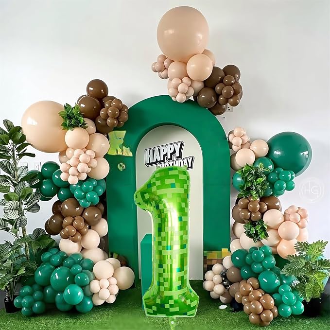 40 Inch Green Pixel Number 1 Balloon - Image 5