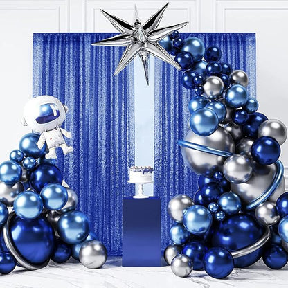 4×8FT-2PCS Royal Blue Sequin Backdrop Curtains Panels, Photography Backdrop - Image 4