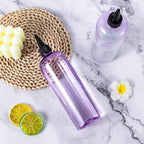 Applicator Bottle for Hair, 16.9 ounce Hair Color Applicator Bottle 2 Pack Squeeze Bottle Transparent Oil Bottles for Hair, PET Plastic Refillable Bottles with Twist Top Cap,Clear Purple