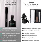 THICK FIBER Root Touch Up Powder - Water & Sweat Resistant Hair Loss Concealer Set for Thinning Hair Women, Includes Brush (Black)
