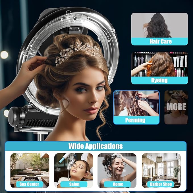 3 in 1 Vertical Orbital Infrared Hooded Dryer, Adjustable Multifunctional Rolling Hair Processor, Removable Hair Steamer Professional Styling Hair Dryer for Beauty Salon Home, 1000W