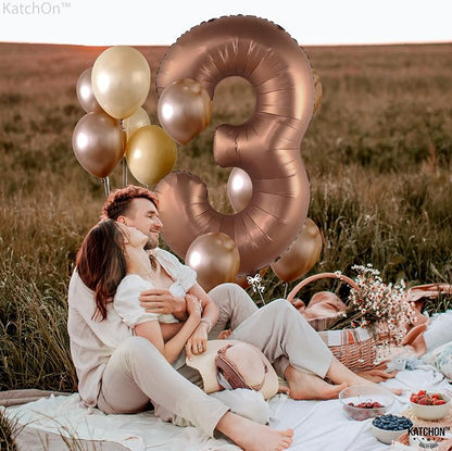 KatchOn Coffee Brown Number 3 Balloon 40 Inch | Brown 3 Balloon Number - Image 5