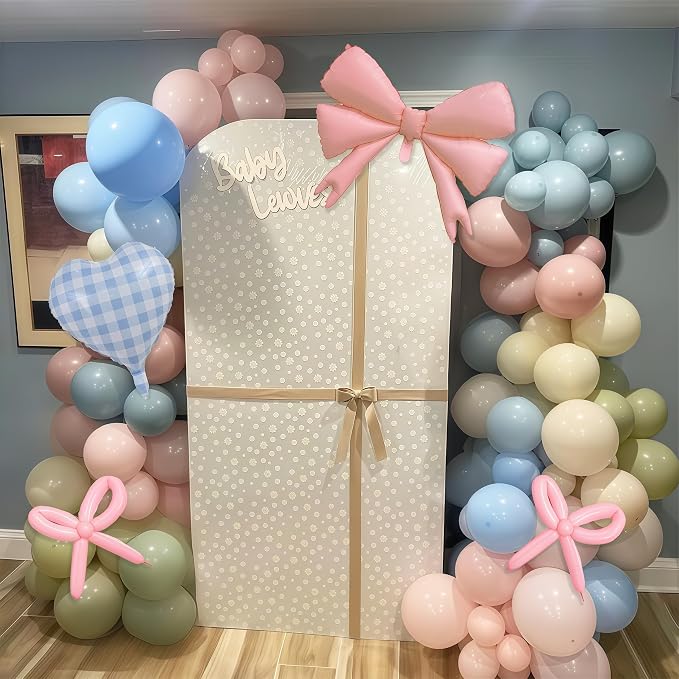 Goose Balloon Arch Kit Pastel Pink Blue Sage Green Balloons Garland Bow Gingham - Image 5