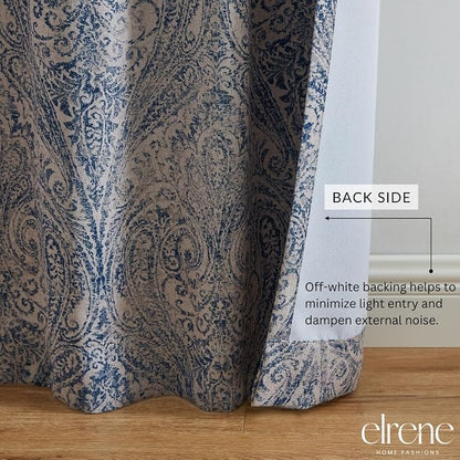 Threadmade Vittoria Paisley Printed Blackout Curtain Panel - Image 4