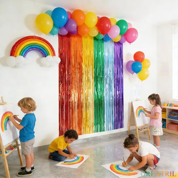Rainbow Foil Fringe Curtains - Image 3