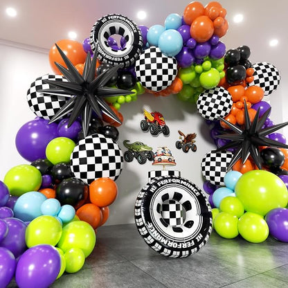 Monster Truck Balloon Arch Kit -172Pcs Different Size Green Purple Orange Black by Unknown