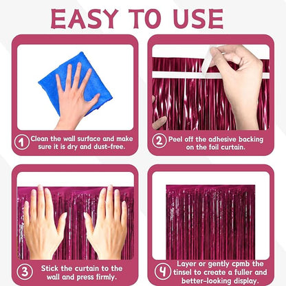 Matte Raspberry Burgundy Fringe Backdrop 2 Pack, 3.3 x 6.6 ft | Soft matte - Image 6
