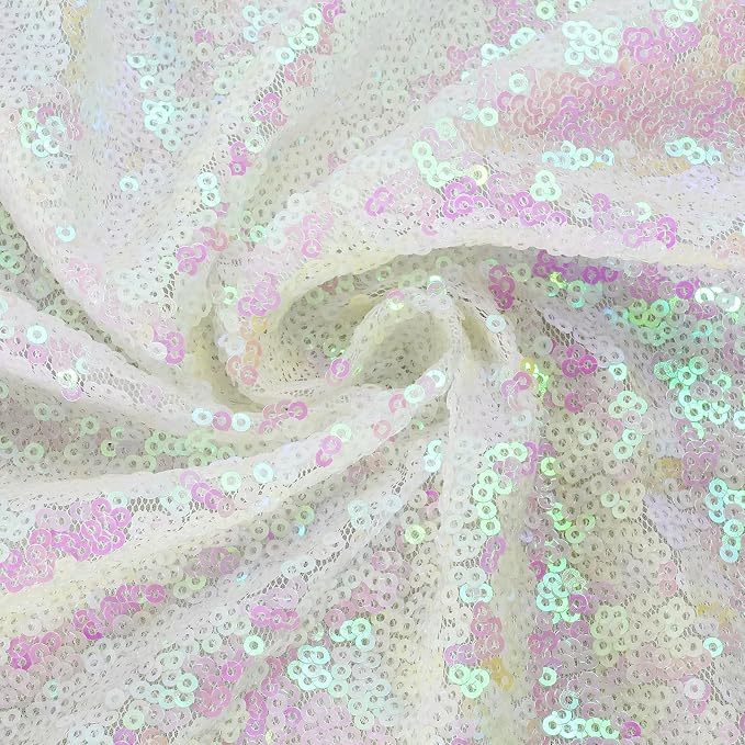 Eternal Beauty White Iridescent 3mm Sequin Backdrop 5x7 Ft - Image 9