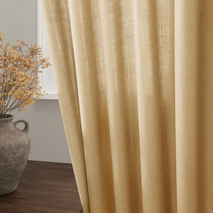 Extra Long Gold Yellow Linen Curtains 120 Inch - Image 4