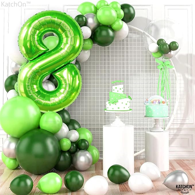 KatchOn Light Green Number 8 Balloon 40 Inch | Green Neon 8 balloon Number - Image 3