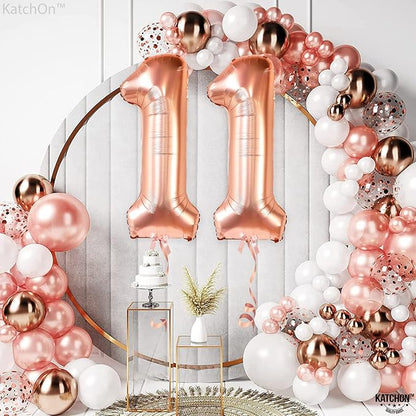 KatchOn Rose Gold Number 11 Balloon 40 Inch, 11th Birthday Balloon Decor | 11th - Image 2